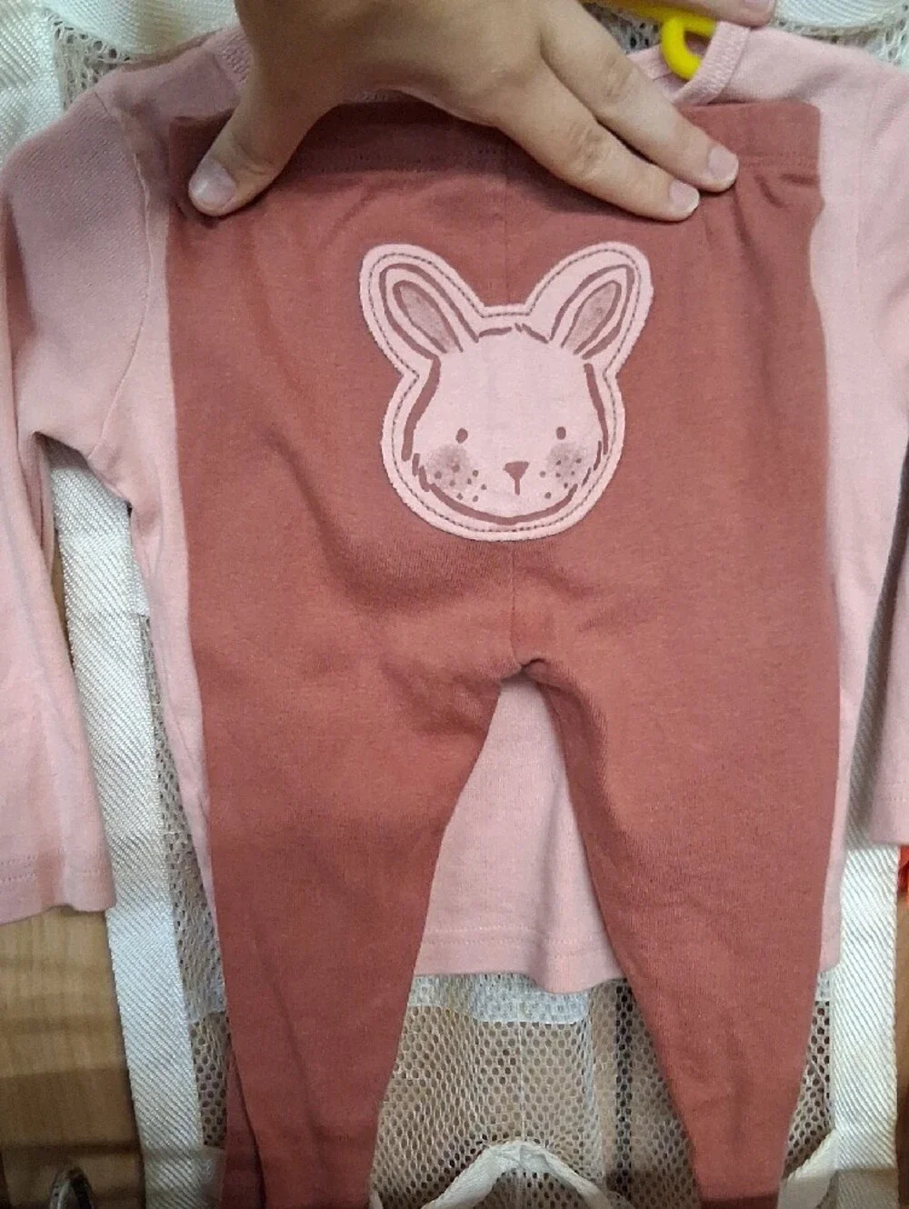 Carter's Dusty Pink Long-Sleeve Bunny Pocket Tee